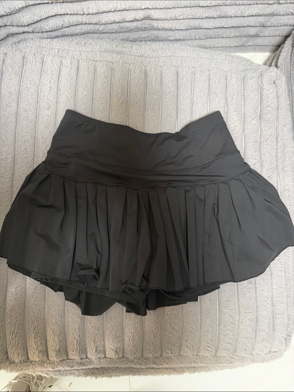 Black Pleated Active Skort with Built-In Shorts